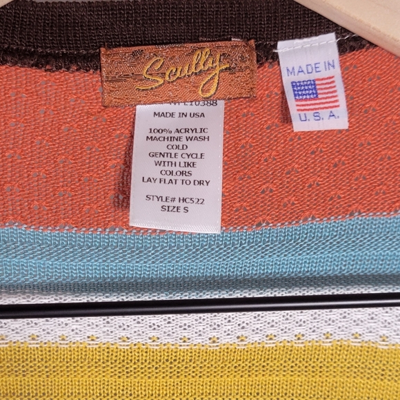 Scully Stripped Fringe Open Cardigan Womens Size Small RARE Vintage Boho - Picture 3 of 3